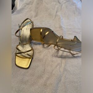 Gold leather sandals size 10